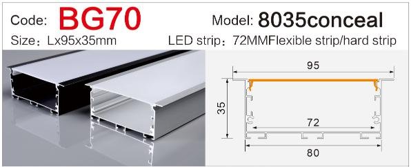 bg 70 office linear led aluminum profile internal driver space