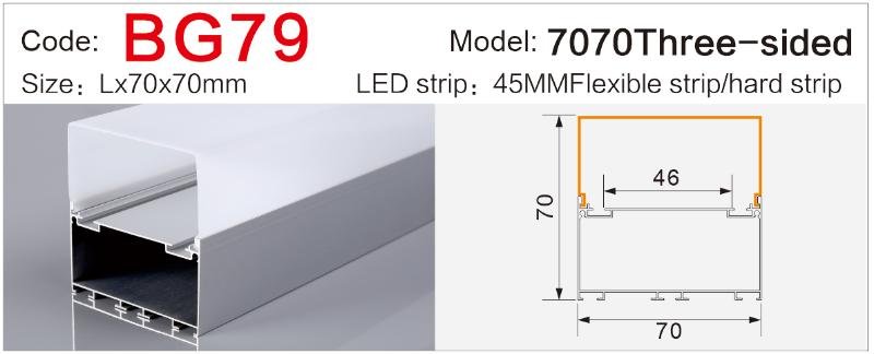 bg 79 surface mount 3 side diffuser led strip housing