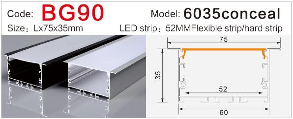 bg 90 office linear led aluminum profile internal driver space
