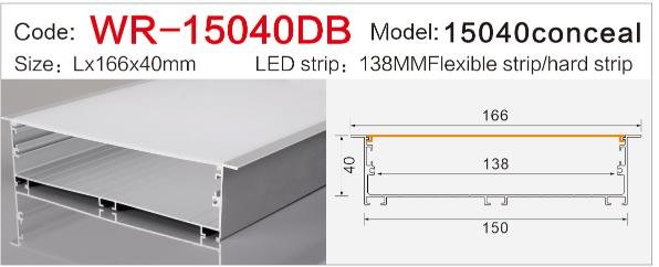 wr 15040db office linear led aluminum profile internal driver space