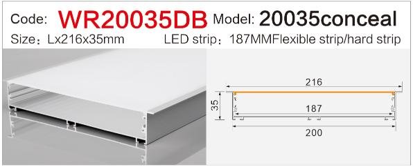 wr 20035db office linear led aluminum profile internal driver space