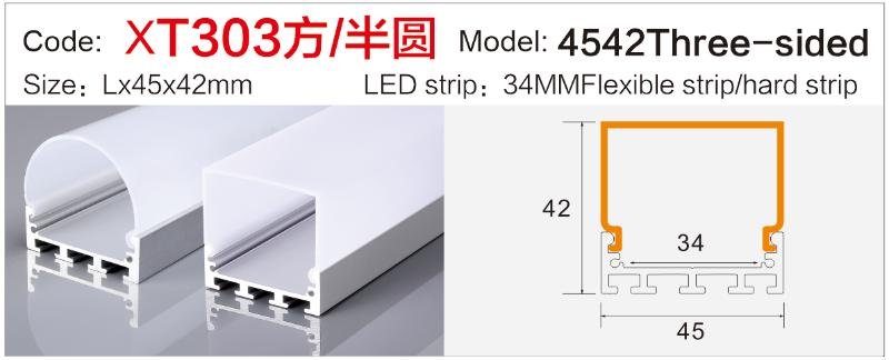 xt 303 wall mounted three sided light up led channel
