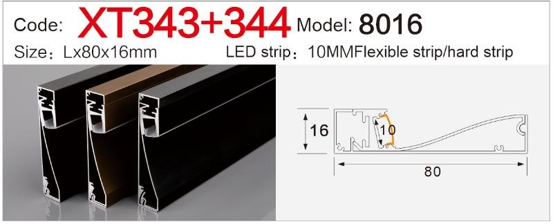 xt 343+344 modern led baseboard profile surface mounted