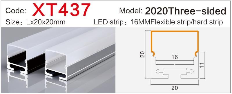 xt 437 surface mount 3 side diffuser led strip housing