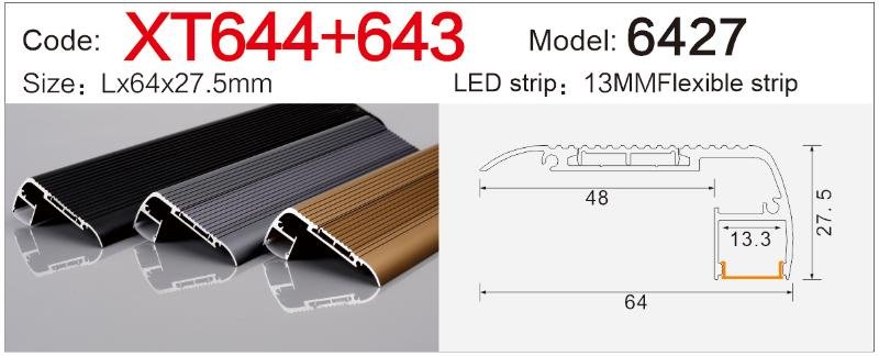 xt 644+643 anti slip led stair nosing profile