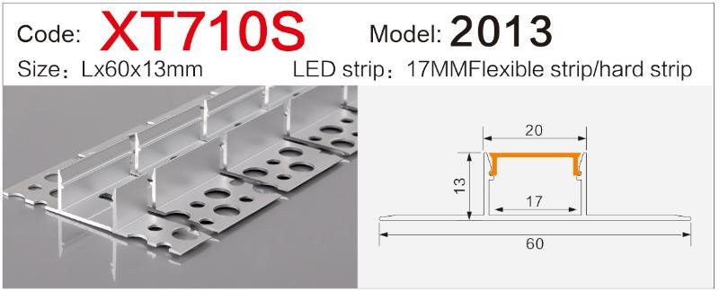 xt 710s drywall invisible led profile plaster in