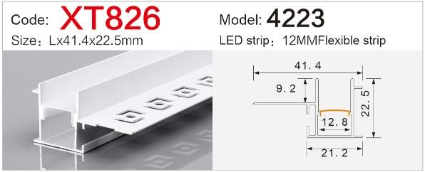 xt 826 trimless plaster in led profile for drywall