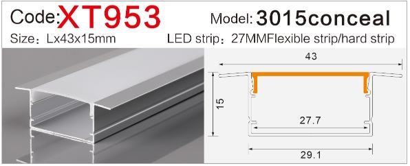 xt 953 recessed led aluminum profile with flange