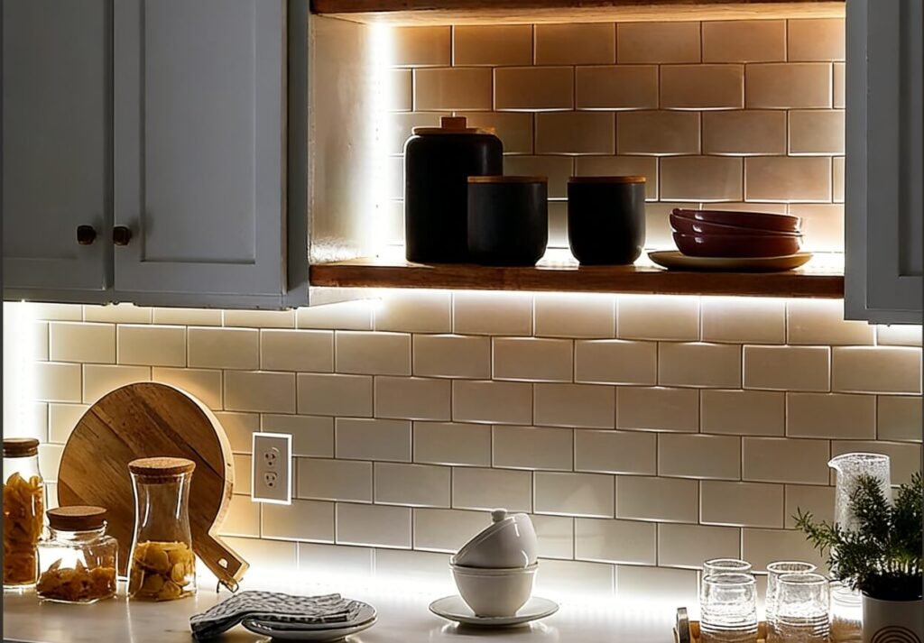 cabinet lighting profiles led strip channels under shelf